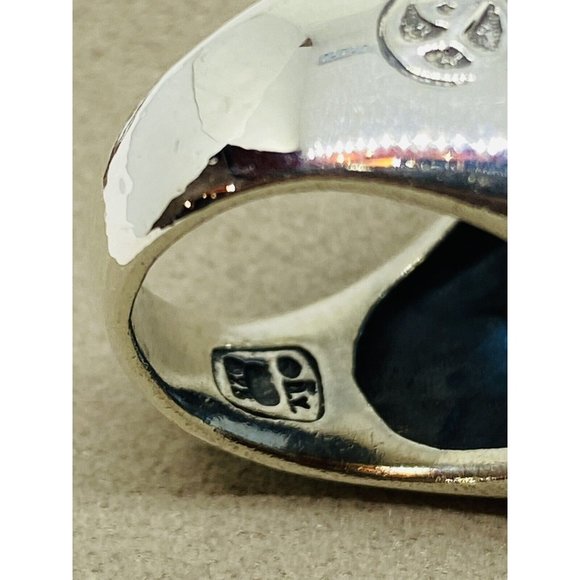 David Yurman Albion Diamond Blue Topaz Ring 14MM Topaz 100% Authentic Pouch 6.5 - Picture 12 of 12